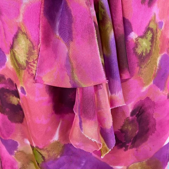 Ann Taylor LOFT M Abstract Patterned Accented Front Tank Tie Keyhole Back - Picture 4 of 11